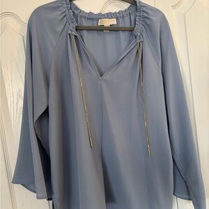 Michael Kors Light Blue Blouse with Gold Accents